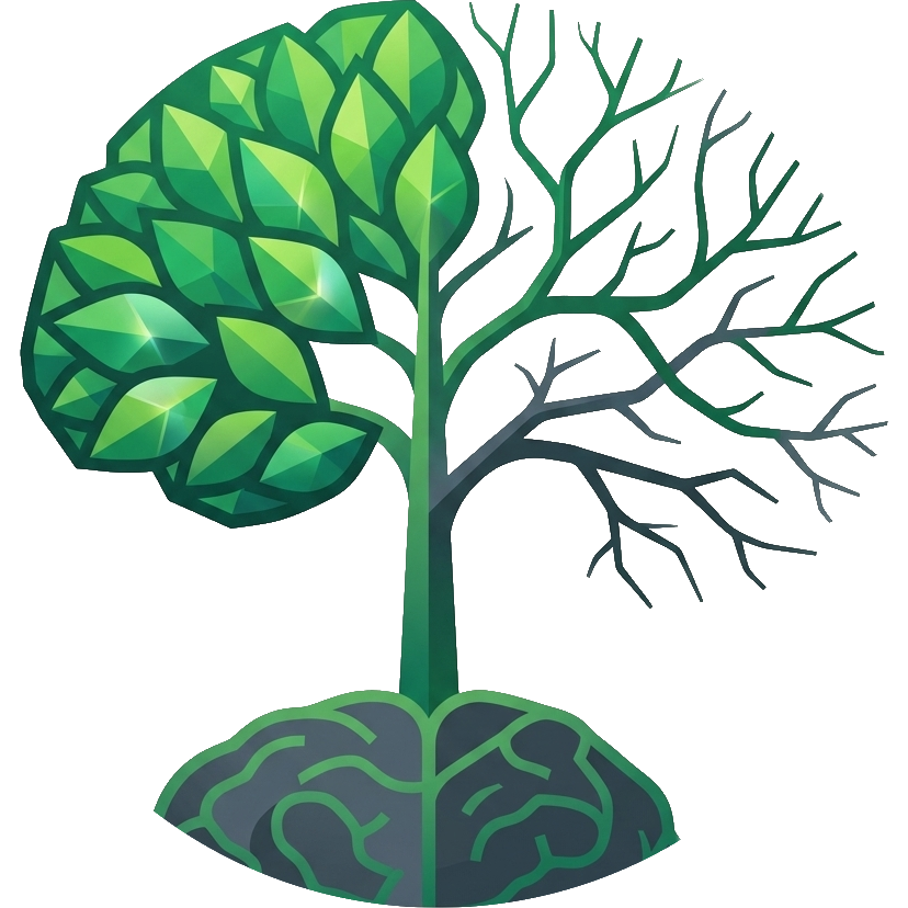 a tree growing up out of a brain